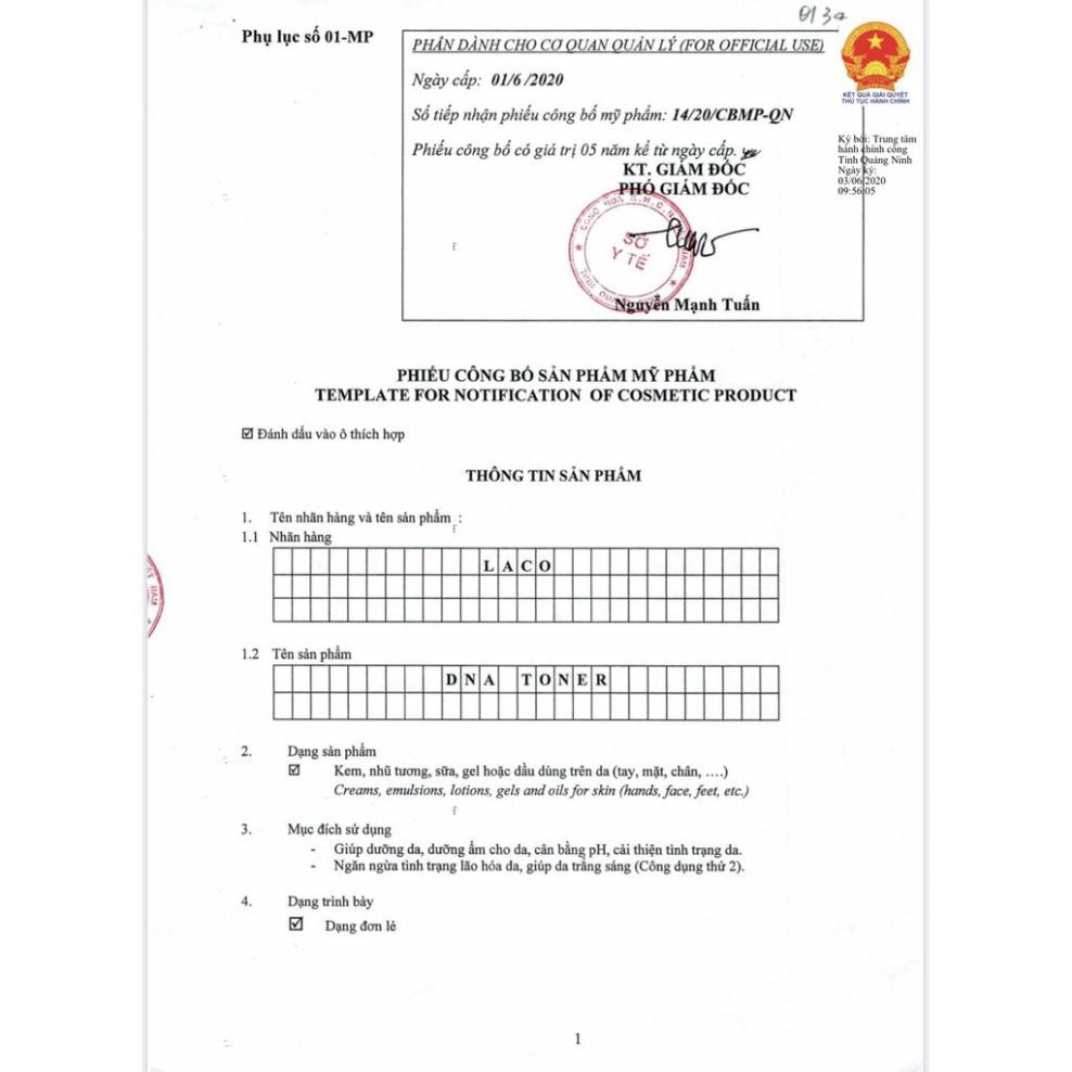 Toner DNA Laco Nước Hoa Hồng Cấp Ẩm Cho Da 20ml 150ml | Laco.vn