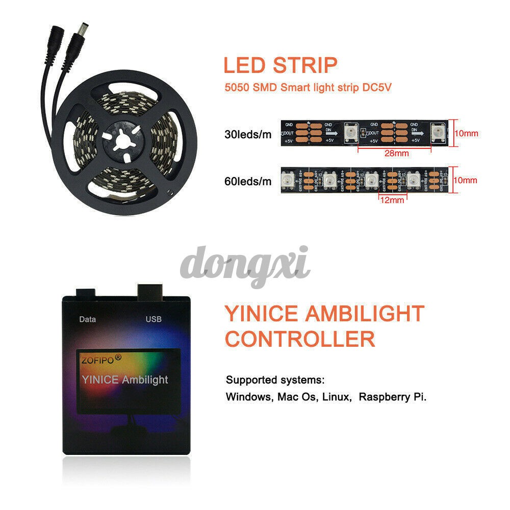 1m 30LED Strip DIY Ambilight TV PC USB LED Strip HDTV Computer Monitor Backlight