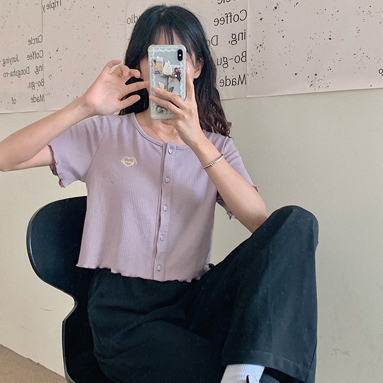 Áo Thun Ngắn Tay Màu Trơn Thêu Họa Tiết Dành Cho Nữ JL-TX-312