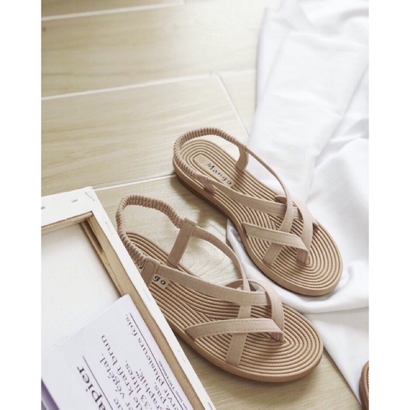 Sandal nữ đi học xỏ ngón đế bệt đẹp ulzzang quai chéo HAVAVA SD003