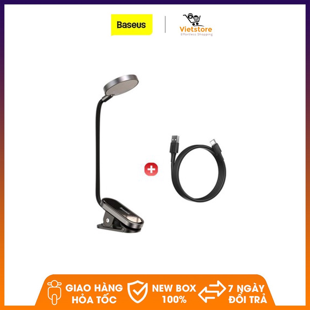 Đèn LED Baseus nhỏ kẹp bàn không dây cảm ứng sạc USB để đọc sách vào ban đêm