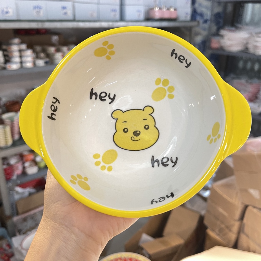 Chén Dĩa Dễ Thương Đĩa Sứ Set Bát Đĩa Decor Bát Ăn Cơm Chén Sứ Đẹp sét gấu vàng xinh yêu