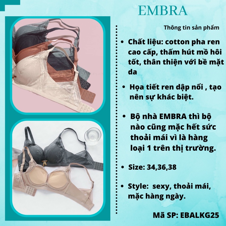 Áo lót nữ EMBRA họa tiết chữ see you cao cấp EBALKG25