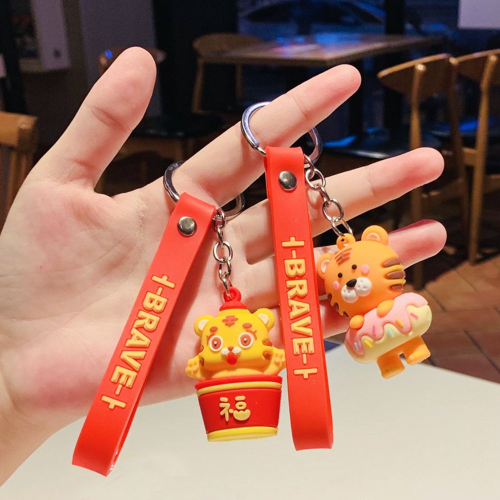 Móc khóa hình con hổ dễ thương phong cách Trung Hoa