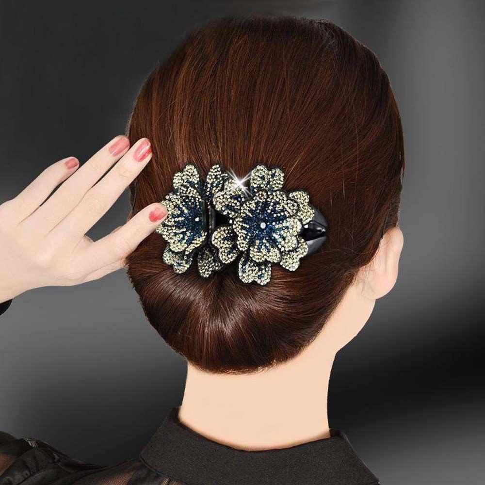 IVORY Kẹp Tóc Càng Cua Đính Hoa Nhựa Resin Kiểu Retro Hàn Quốc Dễ Thương Cho Nữ