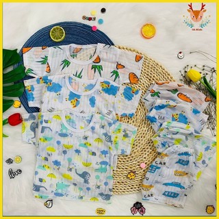 Set đồ bộ cộc tay cotton giấy cho bé trai bé gái từ 5kg đến 15 kg