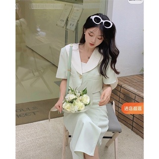 Set áo croptop xanh mint kèm váy và áo 2 dây bên trong