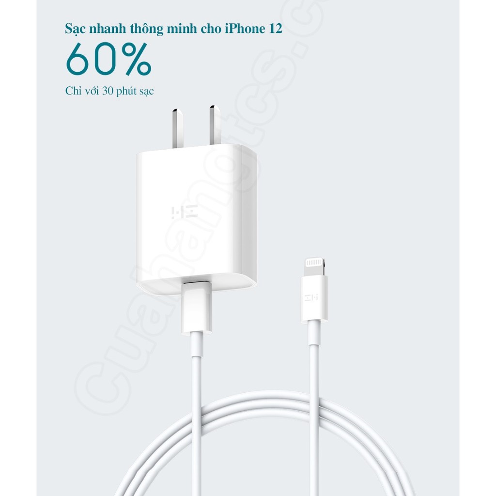 Cốc Sạc Nhanh 20W Xiaomi Zmi Cổng Type C HA716 cho iPhone iPad Samsung IP 6 7 8 10 11 x xs max pro QC 3.0 củ sạc đạt MFI