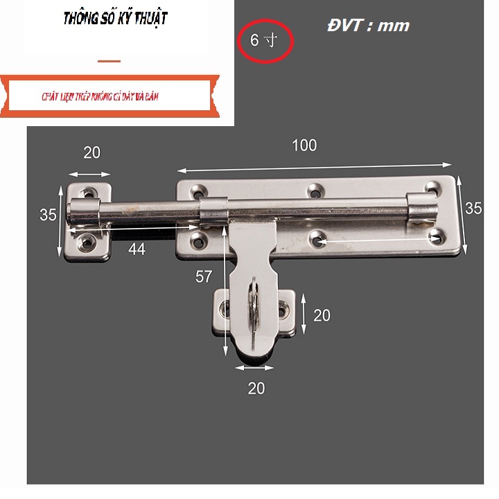 CHỐT CỬA LOẠI BẰNG THÉP KHÔNG GỈ DẦY CHẮC CHẮN CHỐNG CẬY CỬA – TH756.757