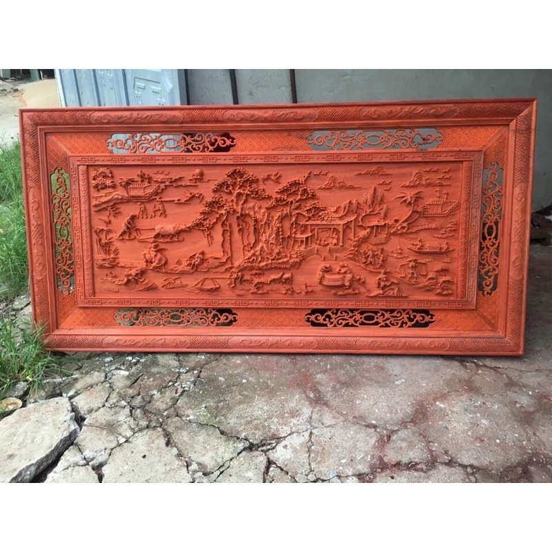 Tranh gỗ hương đồng quê rộng 127 cm . Tranh treo tường trang trí phong thuỷ gia đình, công ty , cửa hàng