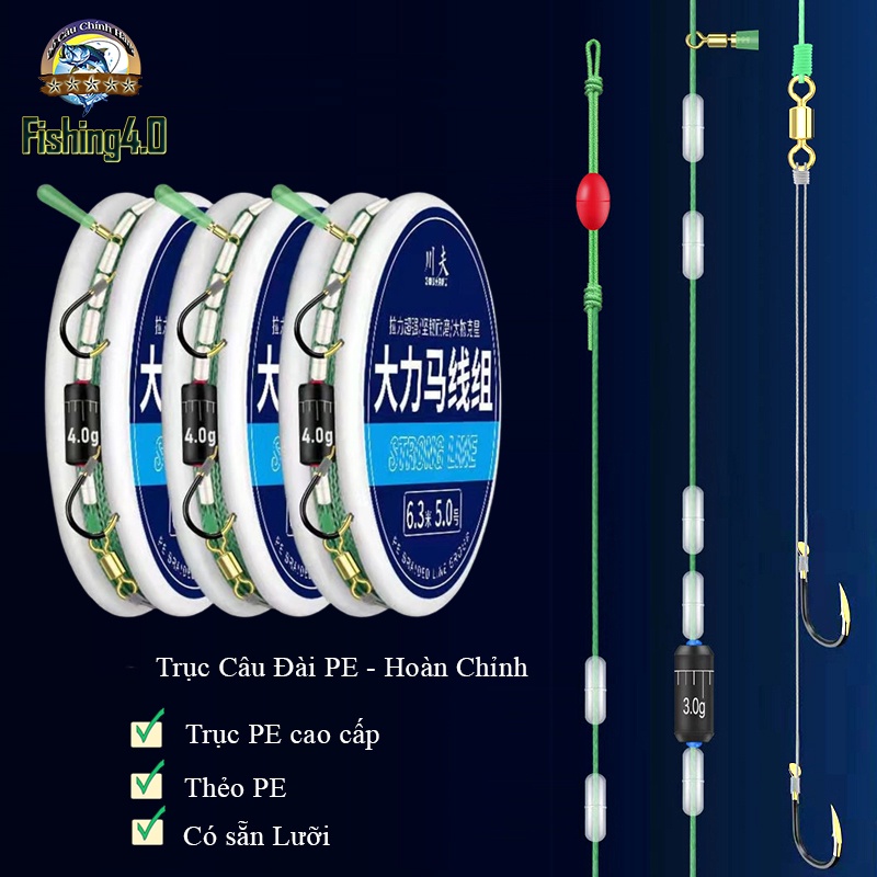 Trục Câu Đài Pe buộc sẵn Full Thẻo Lưỡi Đôi - Chỉ Việc đi câu - AA67