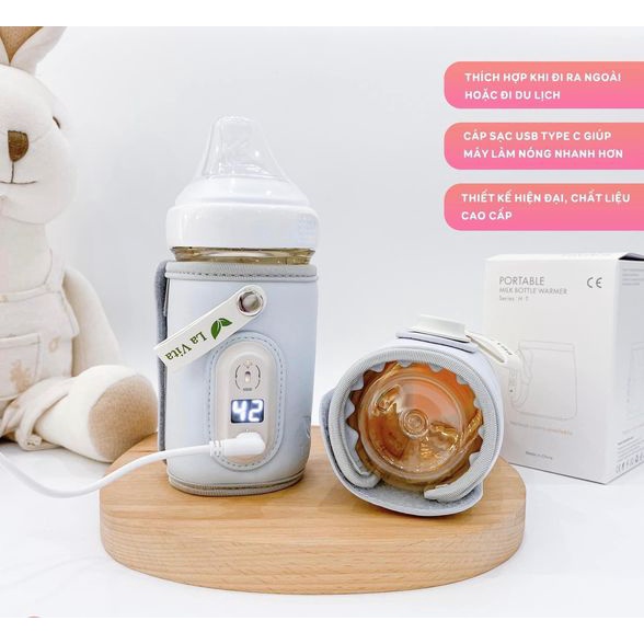 Túi hâm ủ bình sữa di động thông minh, máy ủ hâm bình sữa sạc bằng USB LAVITA