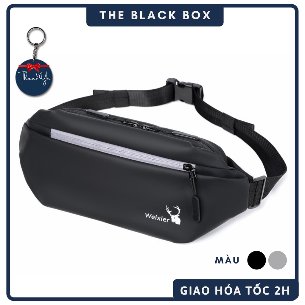 Túi Đeo Chéo Nam WEIXIER Vải Oxford Chống Nước Cao Cấp, Dáng Thể Thao Đeo Ngực, Hông, Bao Tử WX02 - The Black Box
