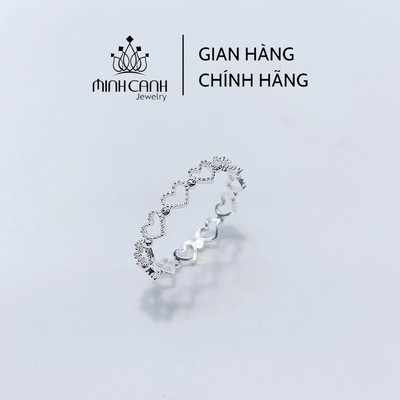 Nhẫn Bạc Nữ Chuỗi Trái Tim - Minh Canh Jewelry