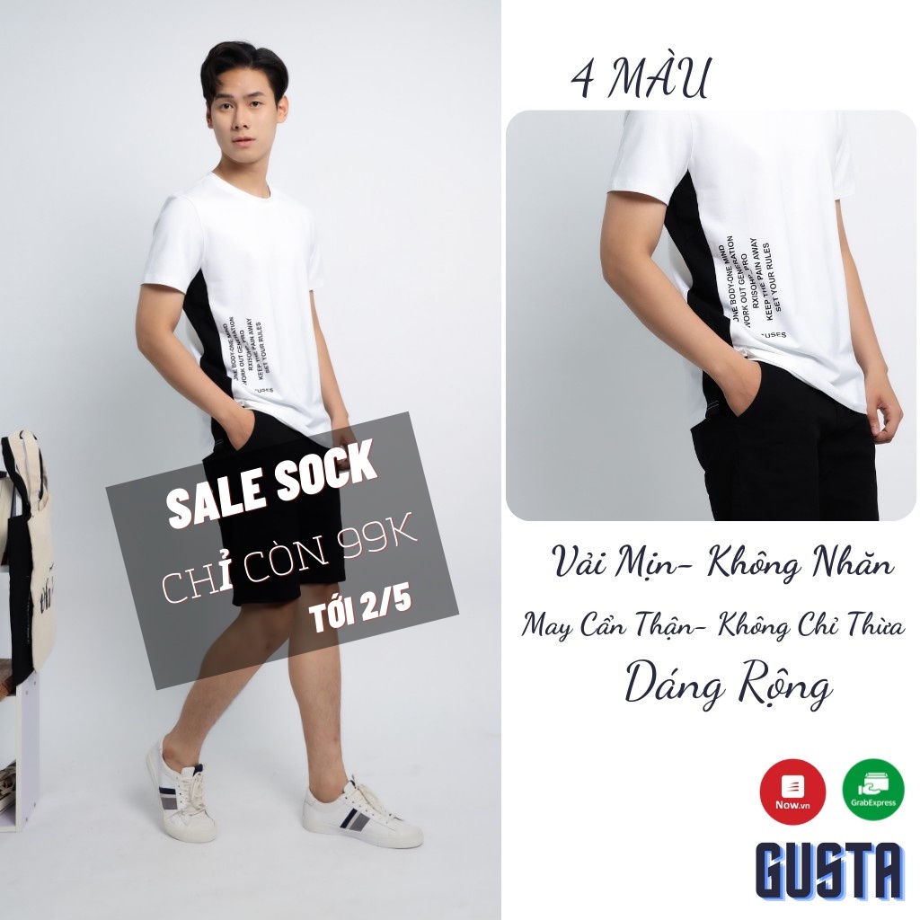 [7 Màu] Áo Phông Nam Đẹp In Chữ Có Màu Đen,Trắng,...Áo Thun Nam Trơn Cao Cấp ,Thấm Hút Tốt - AT02- GUSTA