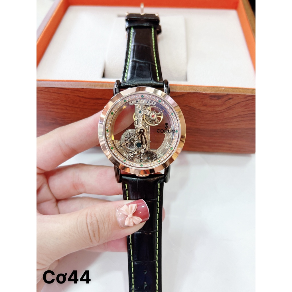 Đồng Hồ Nam Corum Skeleton Automatic - Cơ , Dây Da Màu Đen , Size 43mm