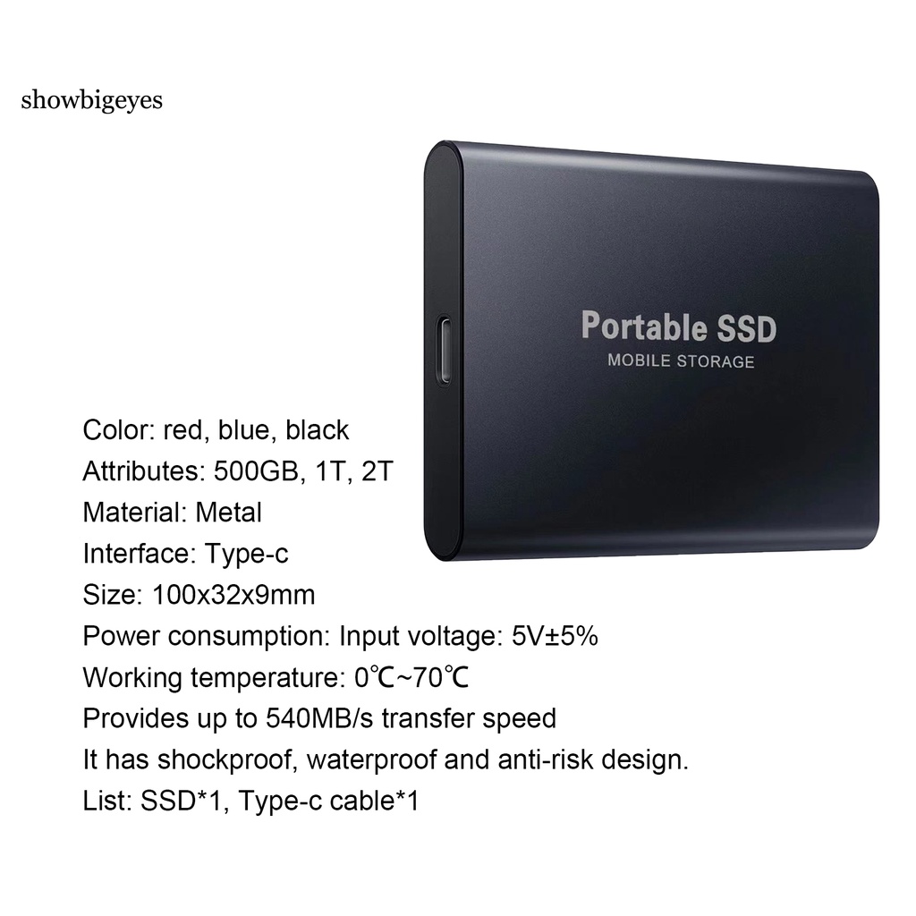 Ổ Đĩa Cứng Ngoài Bằng Kim Loại Chống Nước Otg Ssd 500g / 1tb / 2tb