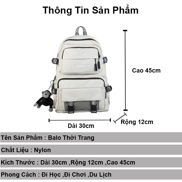 Balo nam nữ thời trang đi học giá rẻ cao cấp ZIMO cặp đi học nam nữ ulzzang đựng laptop chống nước