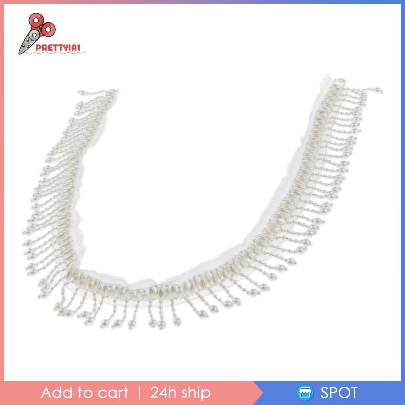 Cuộn Dây Ruy Băng Đính Ngọc Trai Tua Rua Dài 1 Yard Dùng Trang Trí Váy