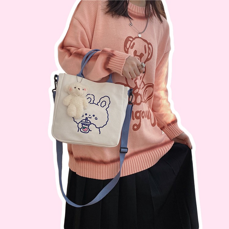 Túi tote vải canvas đeo chéo balo cute dễ thương MOTERI TV248
