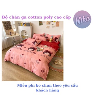 Bộ chăn ga gối Màu Pastel Miha bedding drap cotton poly Hàn Quốc mùa tình yêu đủ size