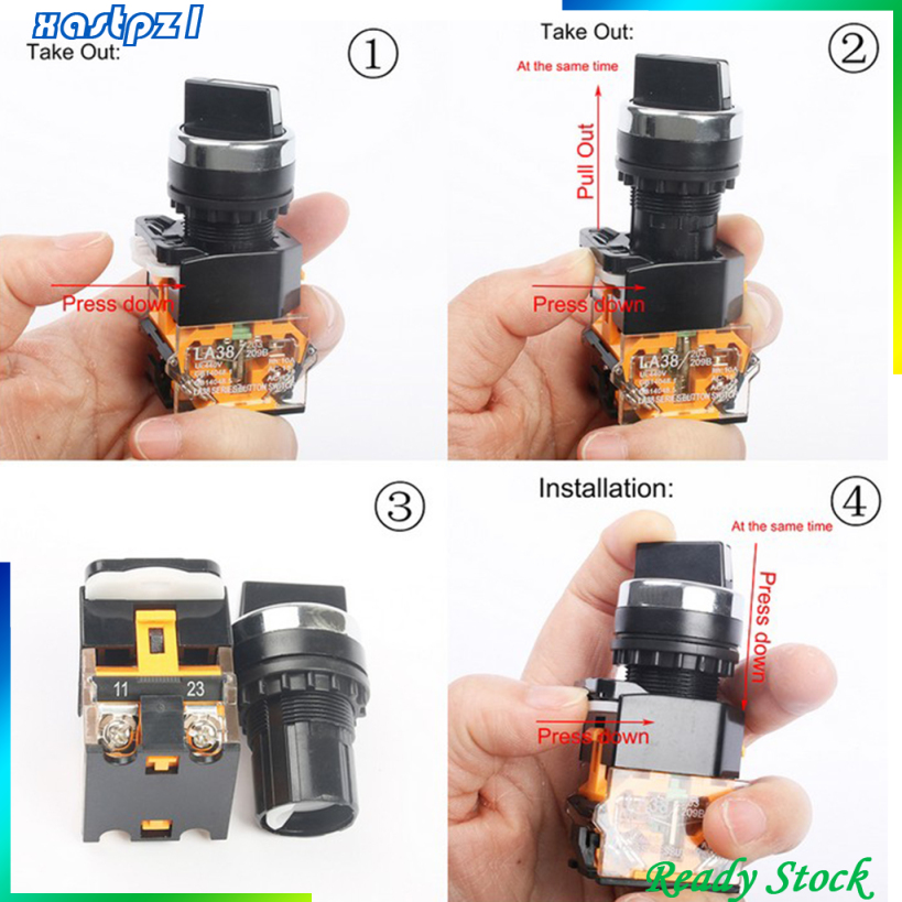 Công Tắc Nút Nhấn 3 Vị Trí 2no 10a 380v La38-20 X 3