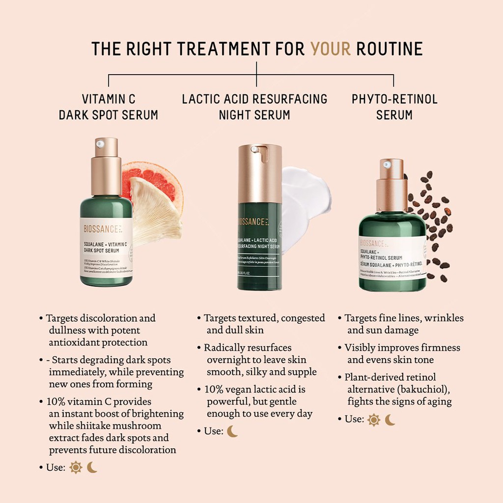 Tinh chất mờ thâm sáng da BIOSSANCE Squalane + 10% Vitamin C Dark Spot