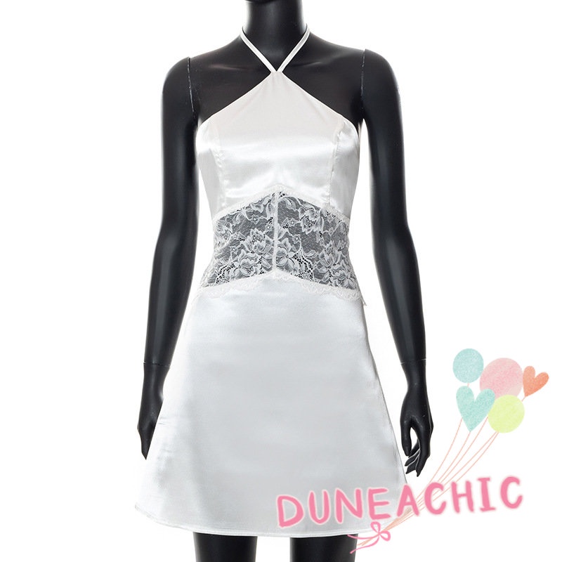 Đầm Sát Nách Phối Ren Hoa Thiết Kế Hở Lưng Quyến Rũ