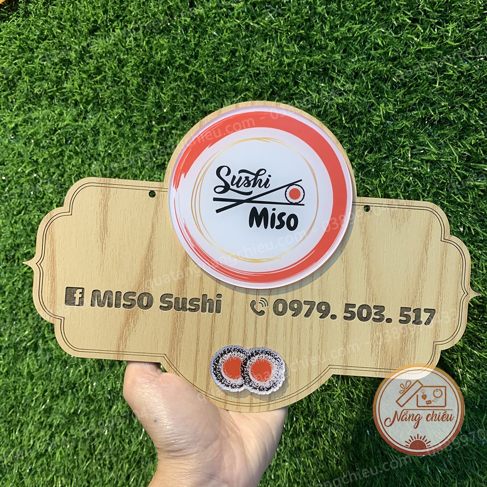 Bảng gỗ cho quán Sushi, decor quán ăn, tiệm ăn vặt , trà sữa, treo trước cửa shop bán hàng quần áo, thời trang...