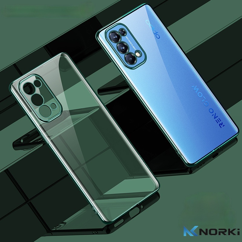 Ốp Điện Thoại TPU Mềm Siêu Mỏng Trong Suốt Mạ Viền Cho OPPO Reno 5 5Z 5Pro Reno 4F Reno 2 2F 2Z Reno 3 4G