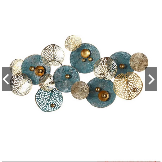 Tranh Sắt Treo Tường Nghệ Thuật,Tranh Decor Trang Trí Hoạ Tiết Lá Sen-Vật Trang Trí Tường Kim Loại-Phong Cách Mới