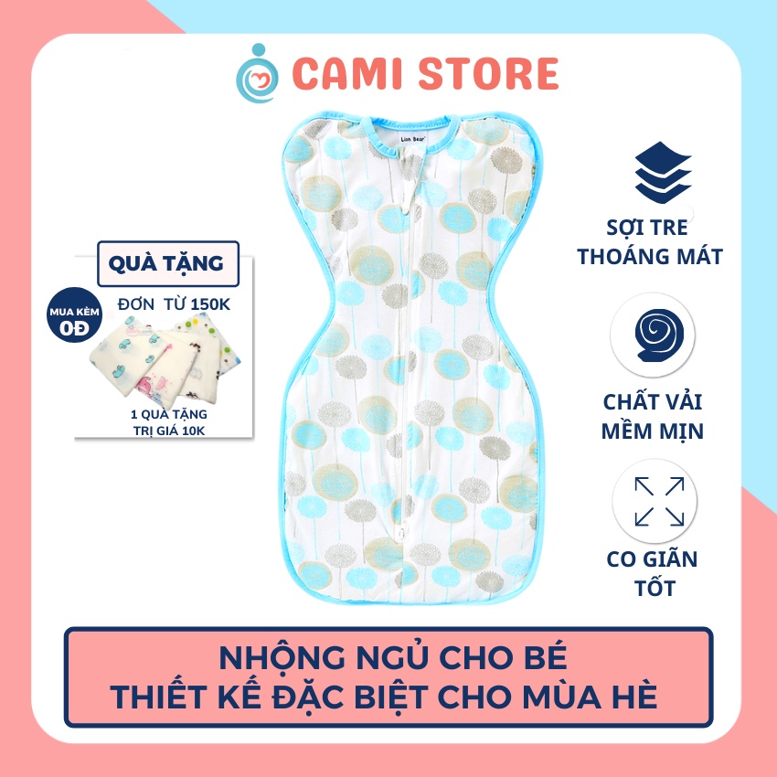 Nhộng chũn cho bé Lionbear chất liêu sợi tre dành cho mùa hè giúp bé ngủ ngon, túi ngủ cho bé sơ sinh Lion bear