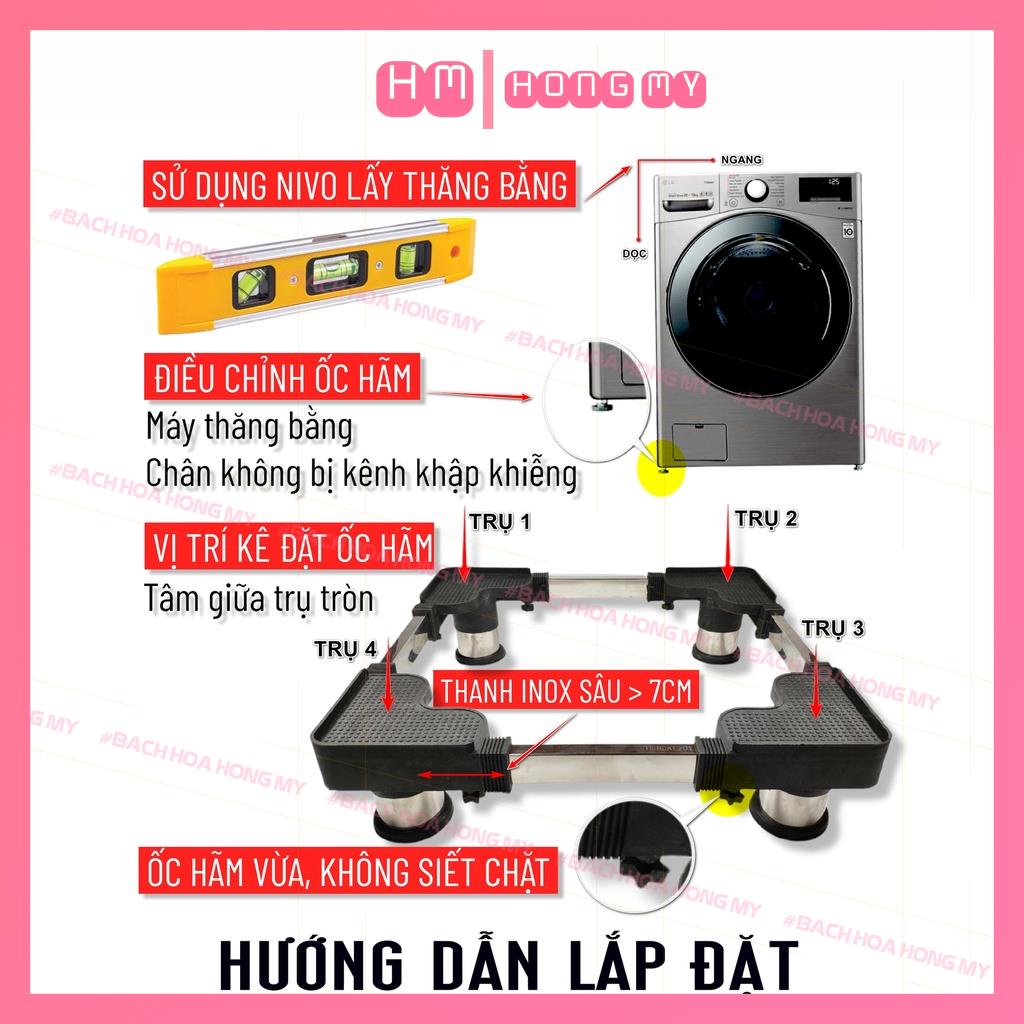 Chân máy giặt tủ lạnh máy rửa bát chống rung trụ inox cửa ngang, cửa đứng - BH 2 năm