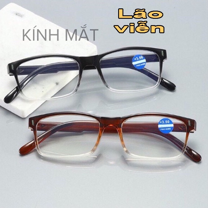 Kính mắt viễn thị lão thị đọc sách báo, đi đường gọng nhựa đủ số từ +05 đến +4 độ