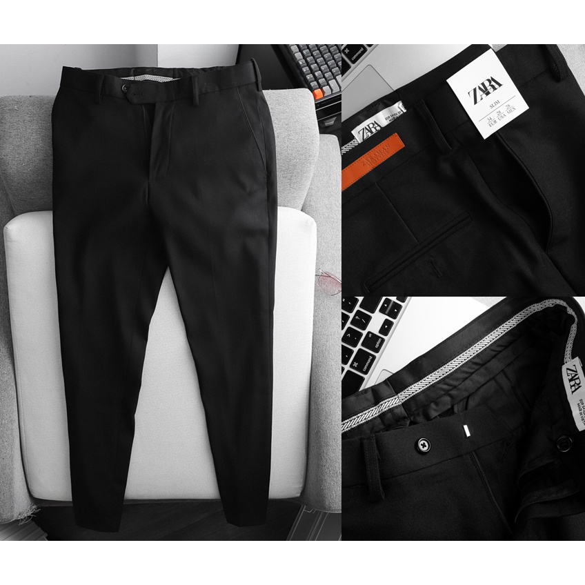 Quần tây âu nam ZARAMAN màu đen truyền thống form slim-fit ôm đẹp D365-QTN15