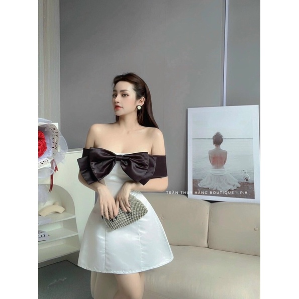 ĐẦM ĐI TIỆC BỆT VAI PHỐI NƠ DÁNG NGẮN