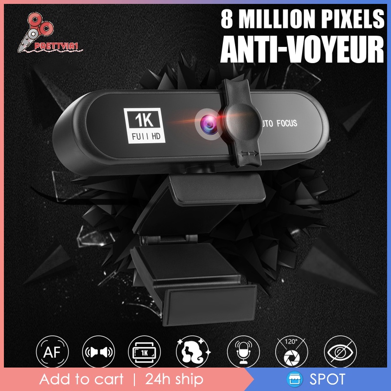 Webcam Prettyia1 1080P 2K 4K HD USB Tự Động Lấy Nét Có Giá Đỡ Ba Chân Bảo Vệ Chế Độ Riêng Tư Cho Laptop / Máy Tính Để Bàn