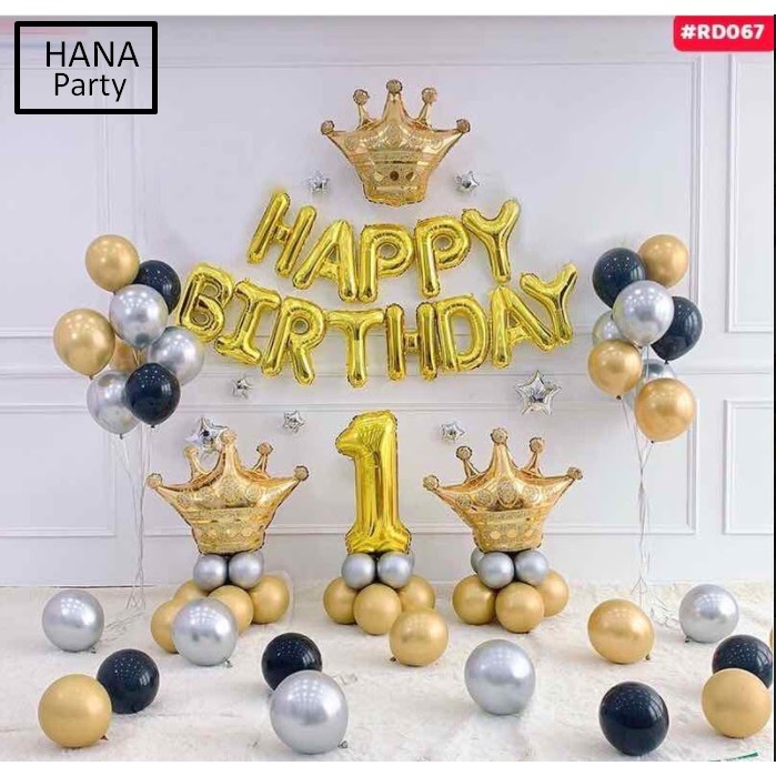 set bong bóng trang trí sinh nhật Happy Birthday Phụ kiện trang trí sinh nhật (có thể đổi màu bóng)