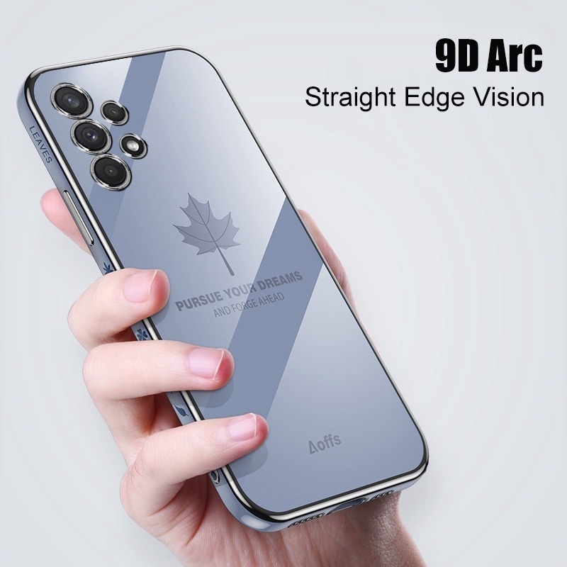 Ốp Điện Thoại Mạ Hình Lá Phong Sang Trọng Kèm Dây Đeo Cho Samsung Galaxy A23 A11 A21S A02S A20S Samsung A50 A50S A30S A51 A71