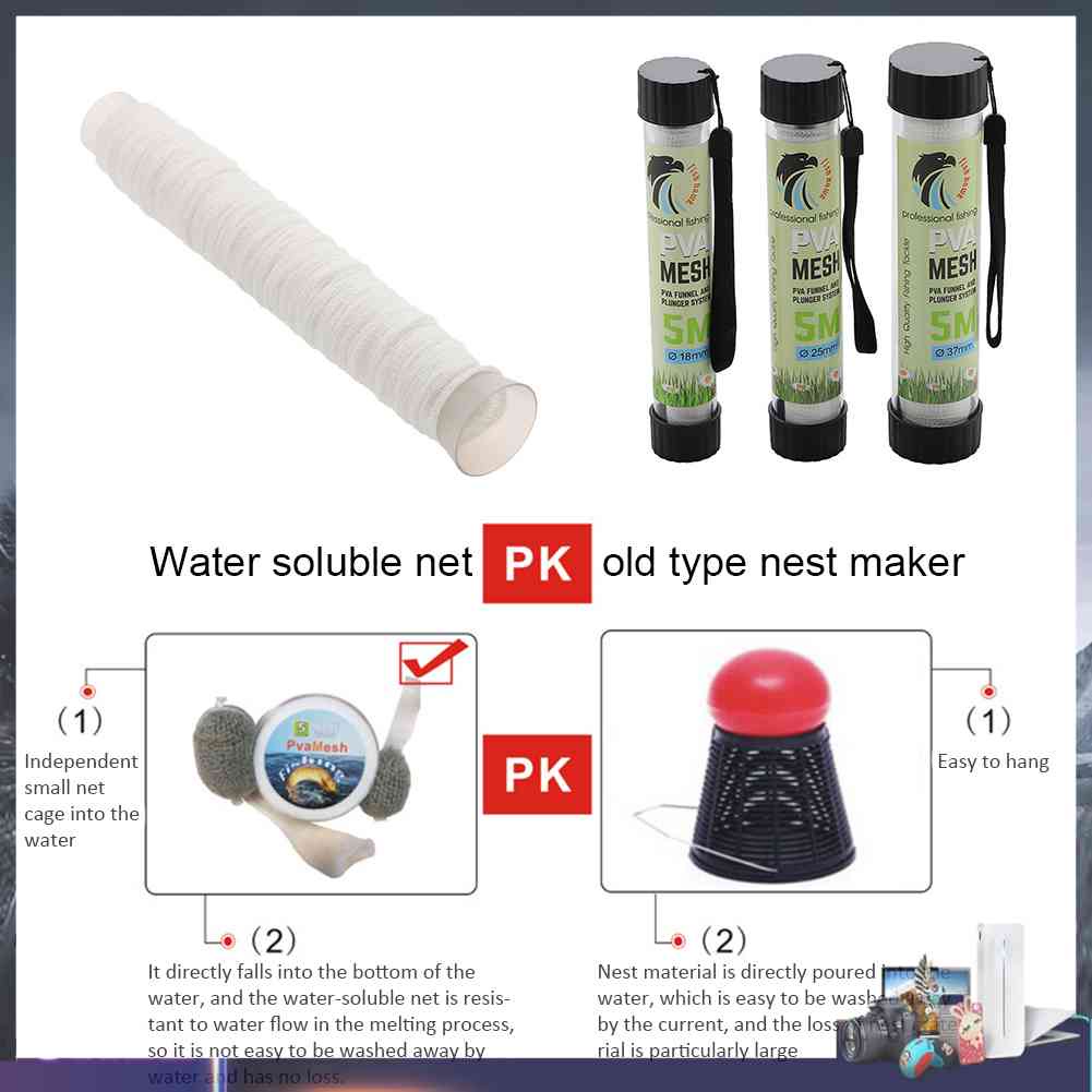 Túi Lưới PVA 5m Đựng Mồi Câu Cá Hòa Tan Trong Nước