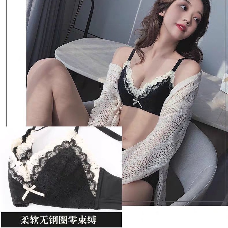 Áo Ngực Không Gọng Thép Phối Ren Chống Chảy Xệ Lưng Xinh Xắn Cho Nữ