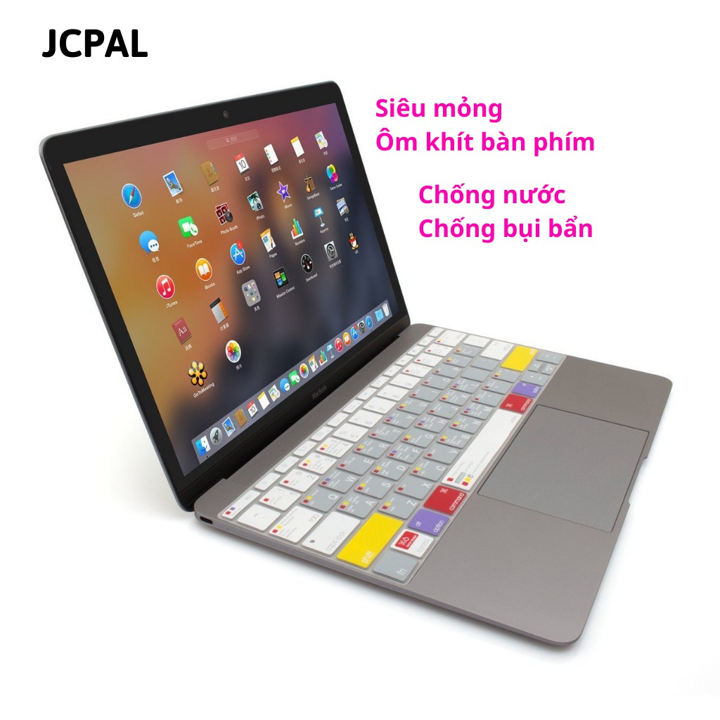 Phủ Phím Macbook JCPal Bản Phím Tắt MacOS-Siêu mỏng, ôm khít bàn phím-Chống nước, bụi bẩn