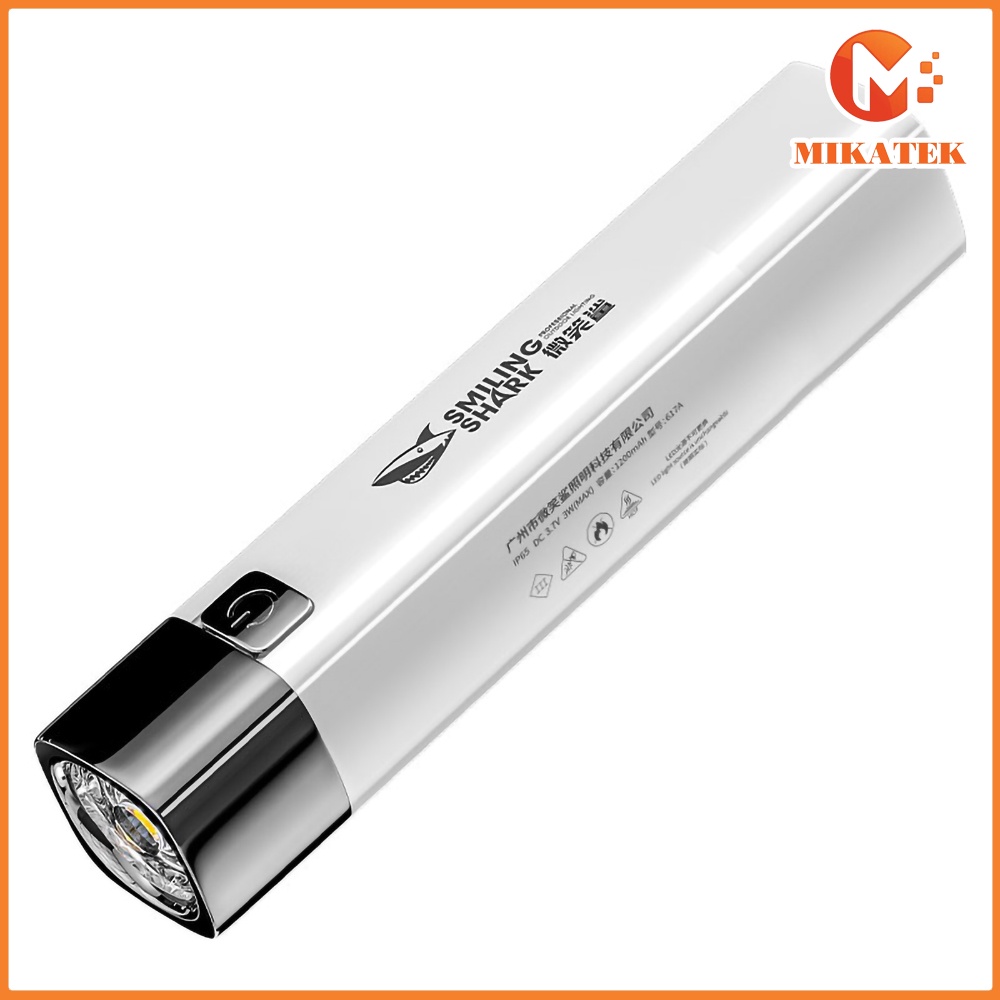 Đèn pin kiêm sạc dự phòng đa năng Smiling Shark thông minh chiếu xa siêu sáng sạc bin Mikatekvn