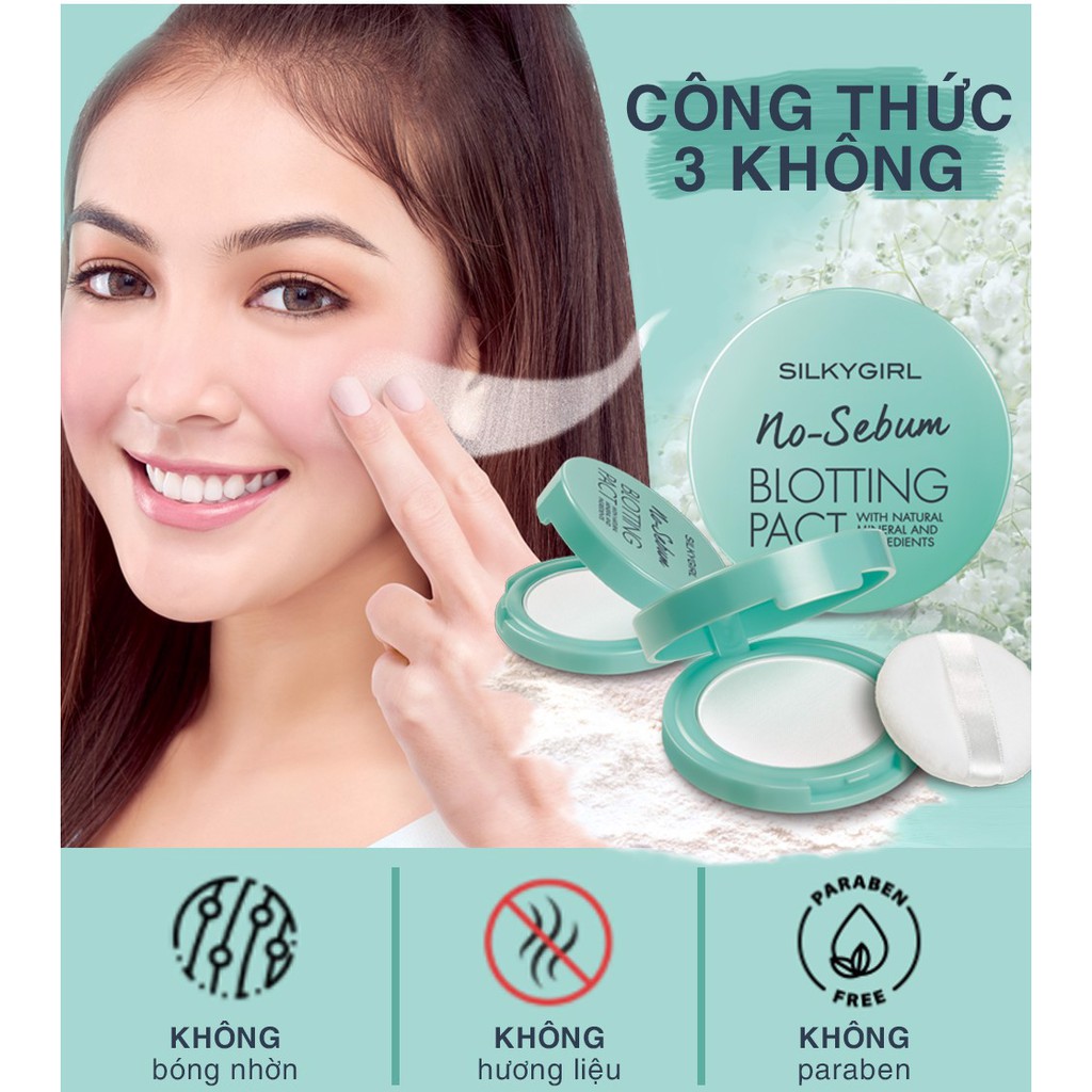 Phấn Phủ Khoáng Dạng Nén Silkygirl No-Sebum Blotting Pact Kiềm Dầu 7g