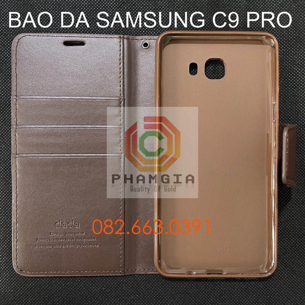 Bao da Samsung J5 Prime/J7 prime/ C9 PRO nắp gập chống đỡ xem phim, ngăn đựng thẻ