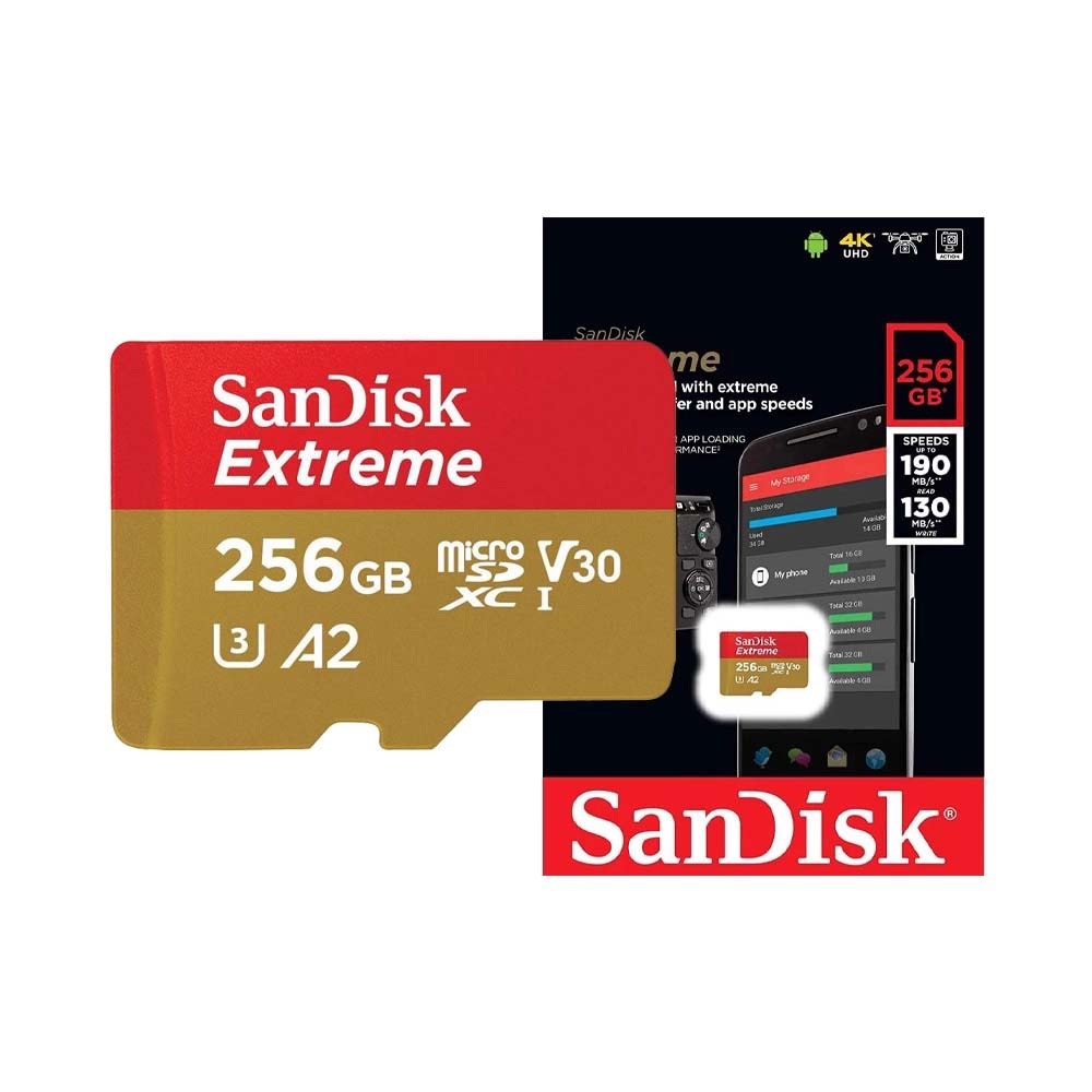 Thẻ Nhớ MicroSDXC SanDisk Extreme V30 A2 256GB 190MB/s SDSQXAV-256G-GN6MN