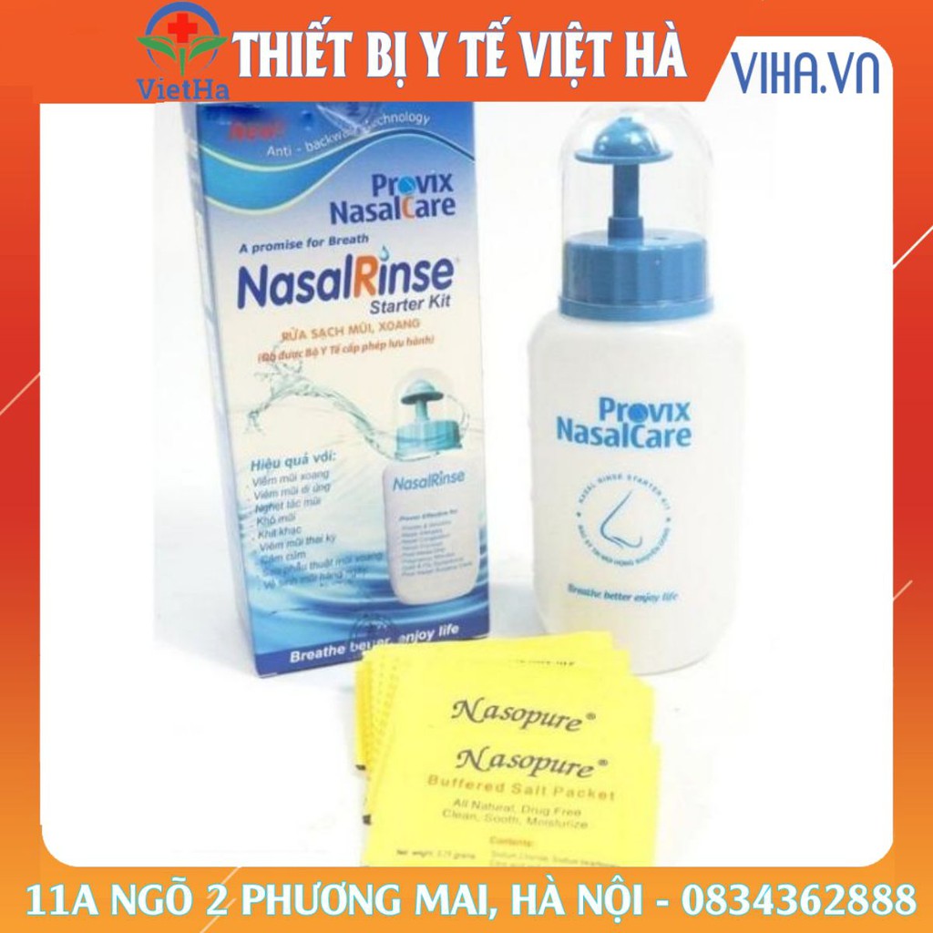 Bình rửa mũi cao cấp Nasal Rinse tặng kèm 10 gói muối