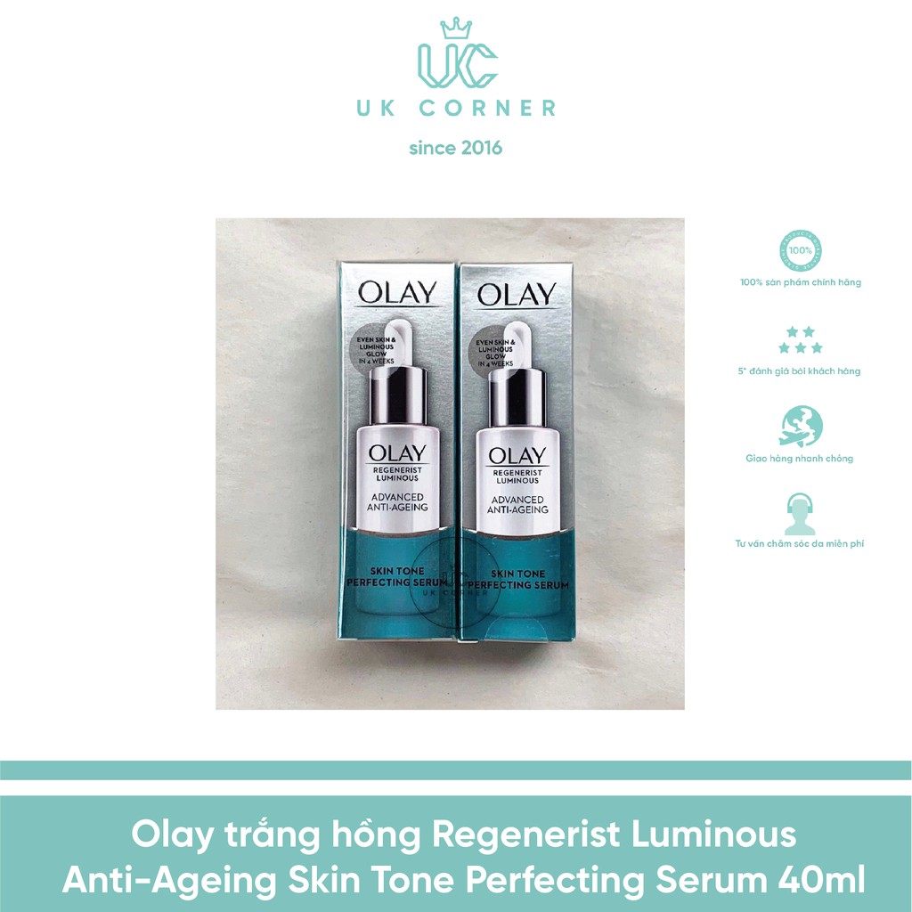 B3 hàm lượng cao làm sáng trắng da OLAYUK hàng Anh OIay Regenerist Luminous Anti-Ageing Skin Tone Perfecting Serum 40 ml