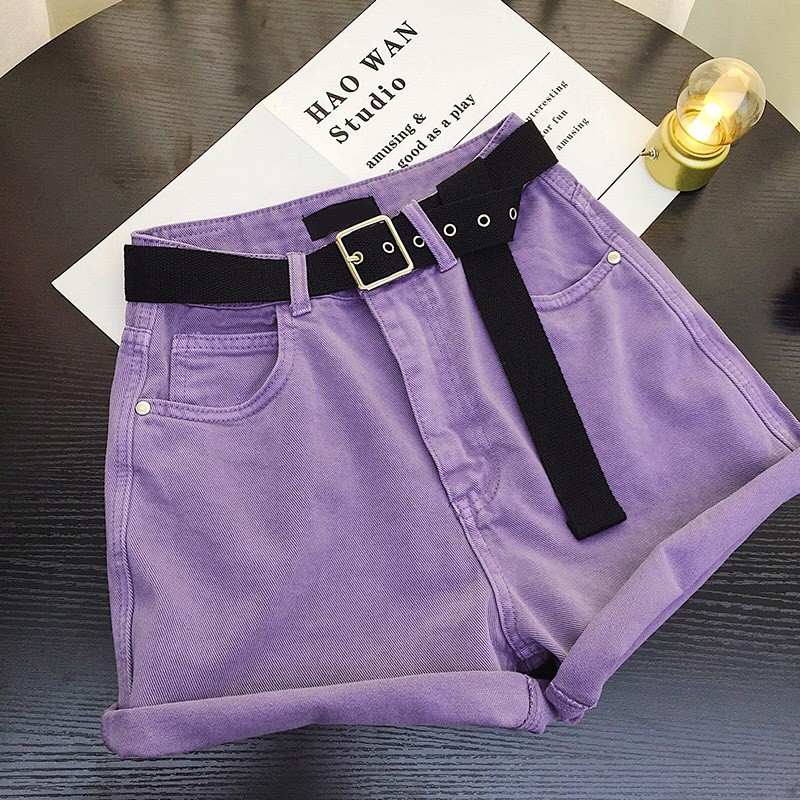 quần sooc nữ silive Quần short jeans cạp cao kèm đai