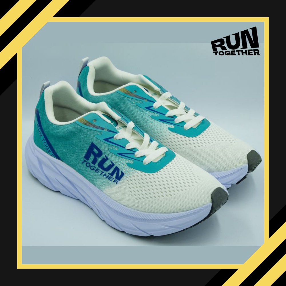 Giày Sneaker Thể Thao Chạy Bộ Run Together RT01-G Chính Hãng Gắn Chip Cổ Thấp Năng Động Cho Nam Nữ - Màu Xanh Đế Cao